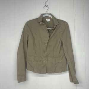 LOFT Ann Taylor Women’s Utility Jacket Blazer Khaki Olive Button Front Size 8